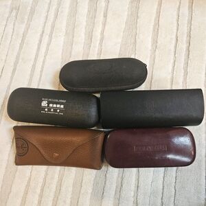 Bundle of 5 sunglasses cases, perry ellis, ray ban and other various brands
